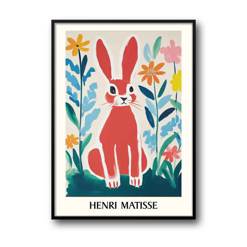 Wall Art & Paintings - Red Rabbit Inspired by Henri Matisse Wall Art - Black Frame