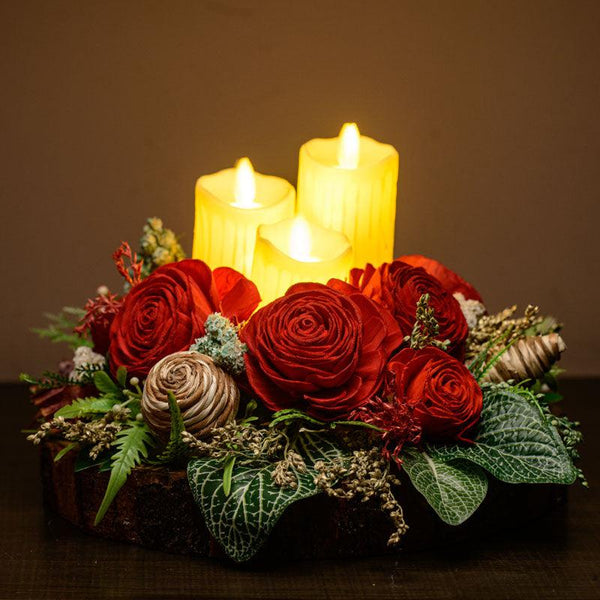 Buy Jacoby Solawood Flower Tray with Battery Candle Battery Candle from Vaaree