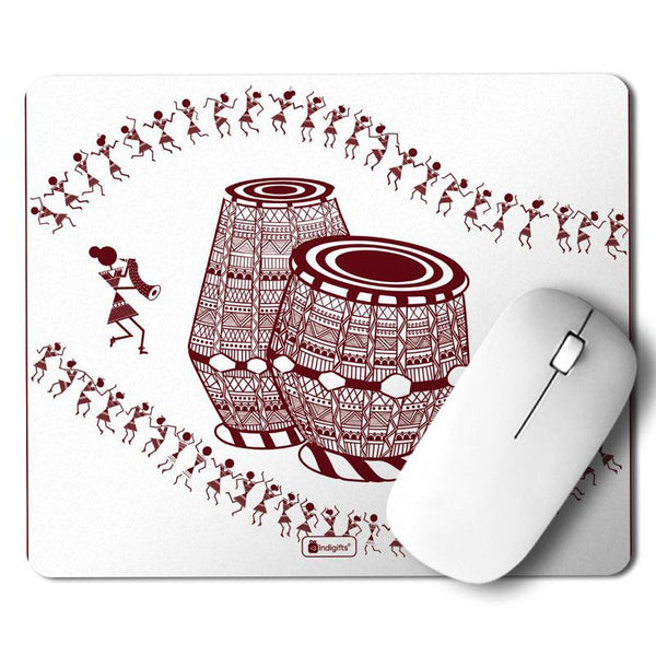 Buy Warli Tabla Mouse Pad - White Mouse Pad from Vaaree