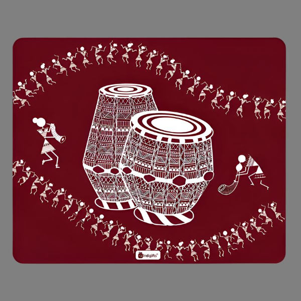 Buy Warli Tabla Mouse Pad - Red Mouse Pad from Vaaree