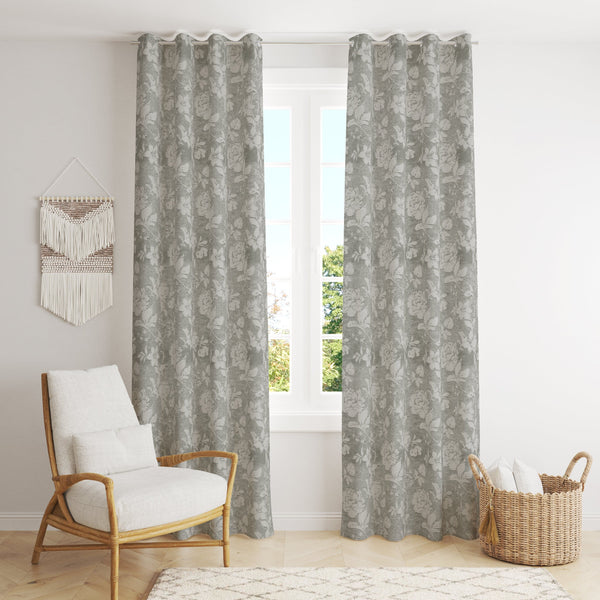 Buy Gulaab Jacquard Single Curtain (Grey) Curtains from Vaaree