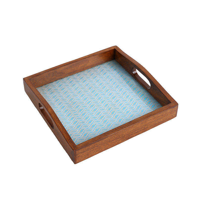 Buy Alma Ethnic Square Serving Tray - Blue Serving Tray from Vaaree