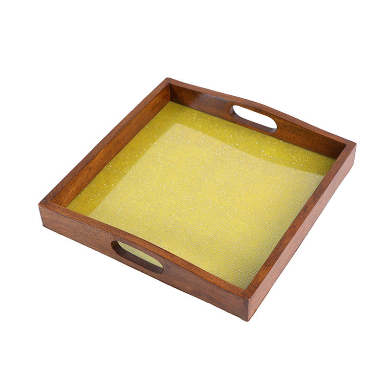 Buy Alma Ethnic Square Serving Tray - Yellow Serving Tray from Vaaree