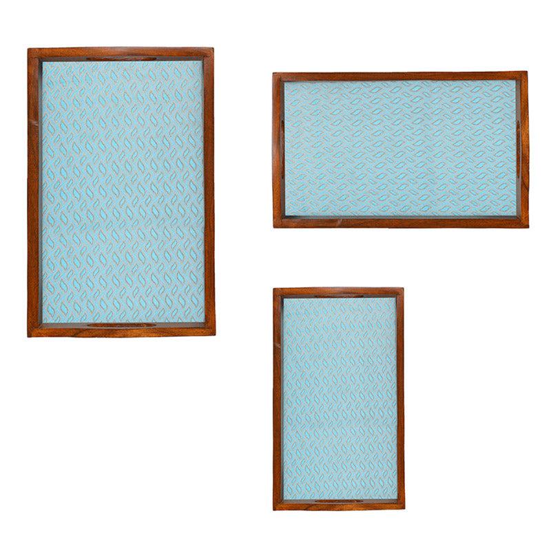 Buy Alma Ethnic Serving Tray (Blue) - Set Of Three Serving Tray from Vaaree