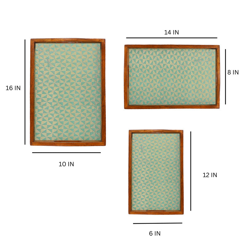 Buy Jade Glow Square Serving Tray - Set Of Three Serving Tray from Vaaree