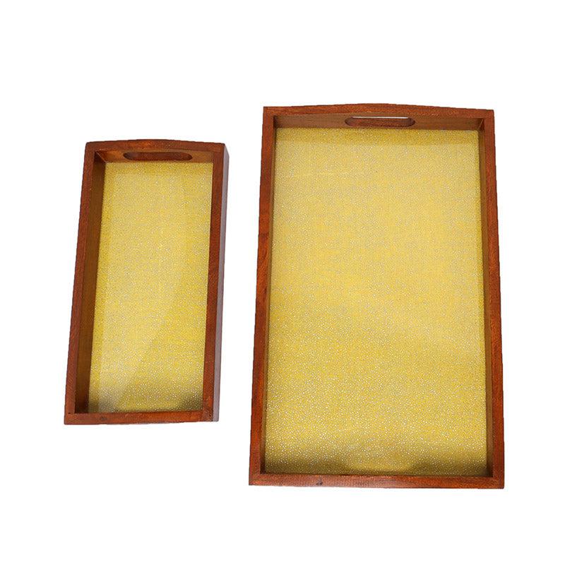 Buy Alma Ethnic Serving Tray (Yellow) - Set Of Two Serving Tray from Vaaree