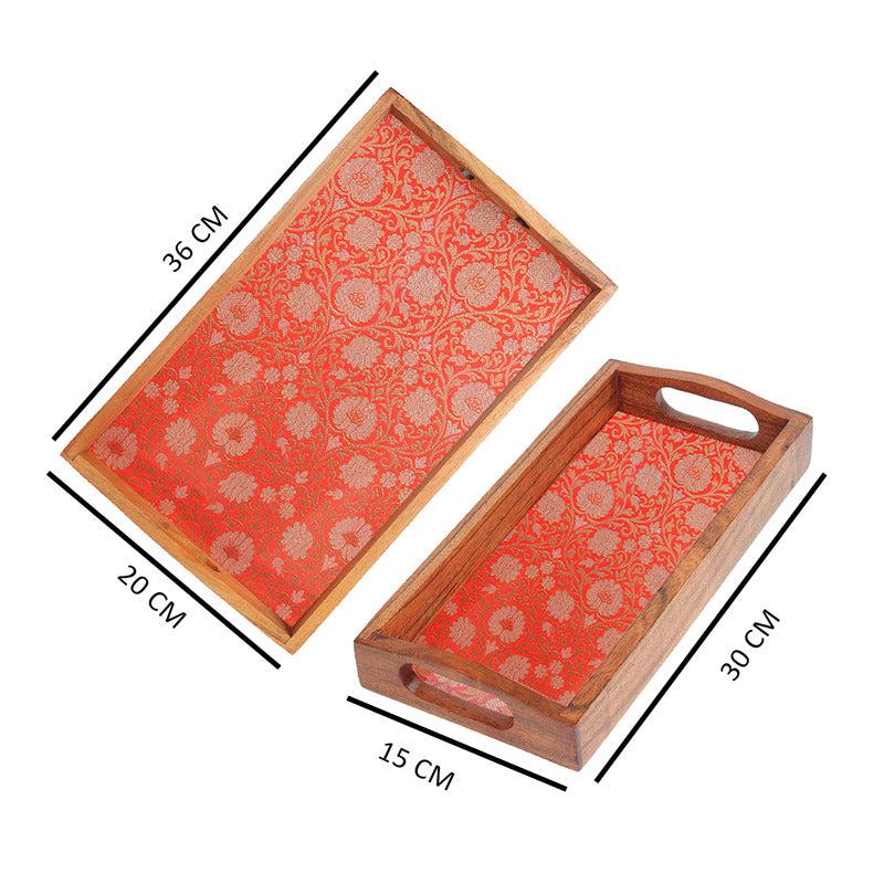 Buy Crimsa Bloom Serving Tray - Set Of Two Serving Tray from Vaaree