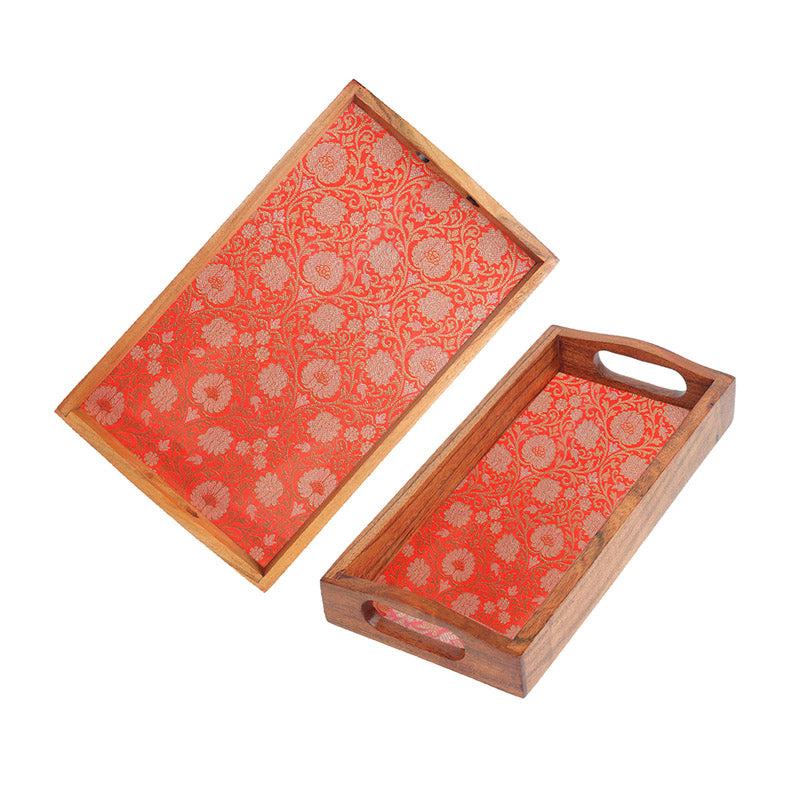 Buy Crimsa Bloom Serving Tray - Set Of Two Serving Tray from Vaaree