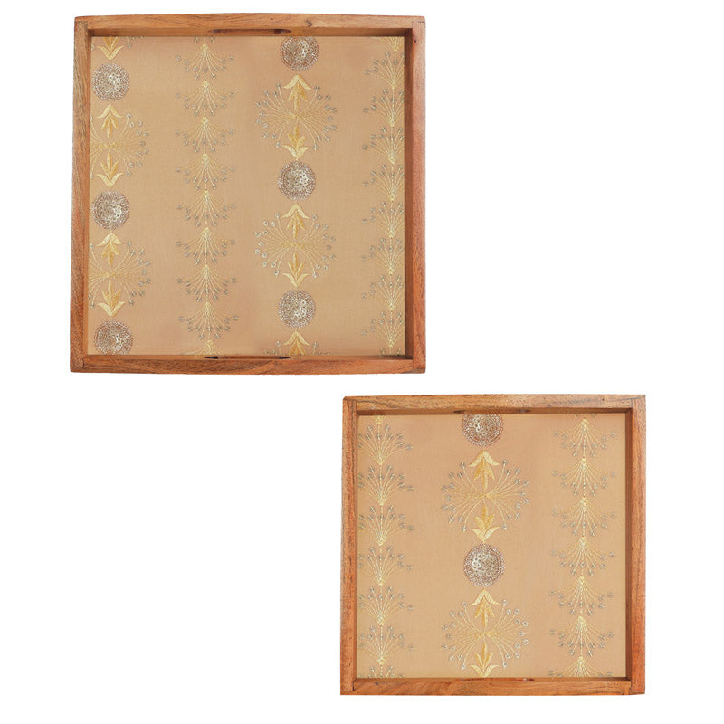 Buy Dola ethnic Square Serving Tray - Set Of Two Serving Tray from Vaaree