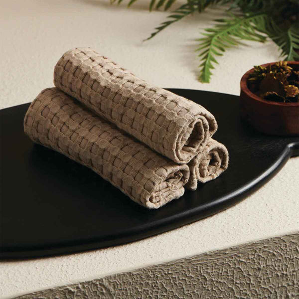 Buy Jobey Waffle Towel Combo (Grey & Beige) - Four Piece Set Towel Sets from Vaaree