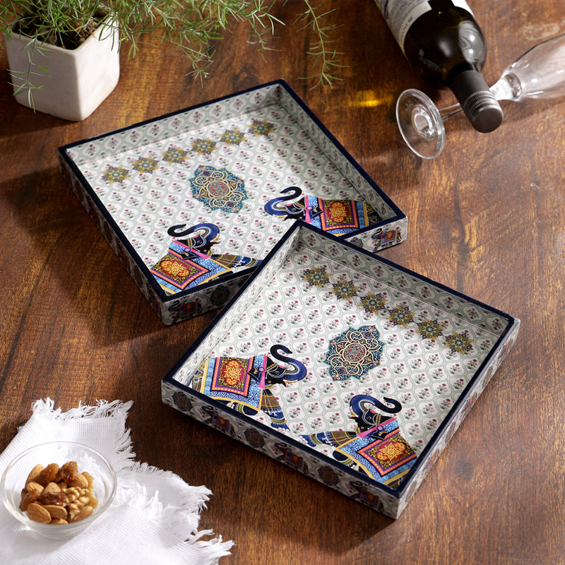 Buy Soft Rose Serving Tray - Set Of Two Serving Tray from Vaaree