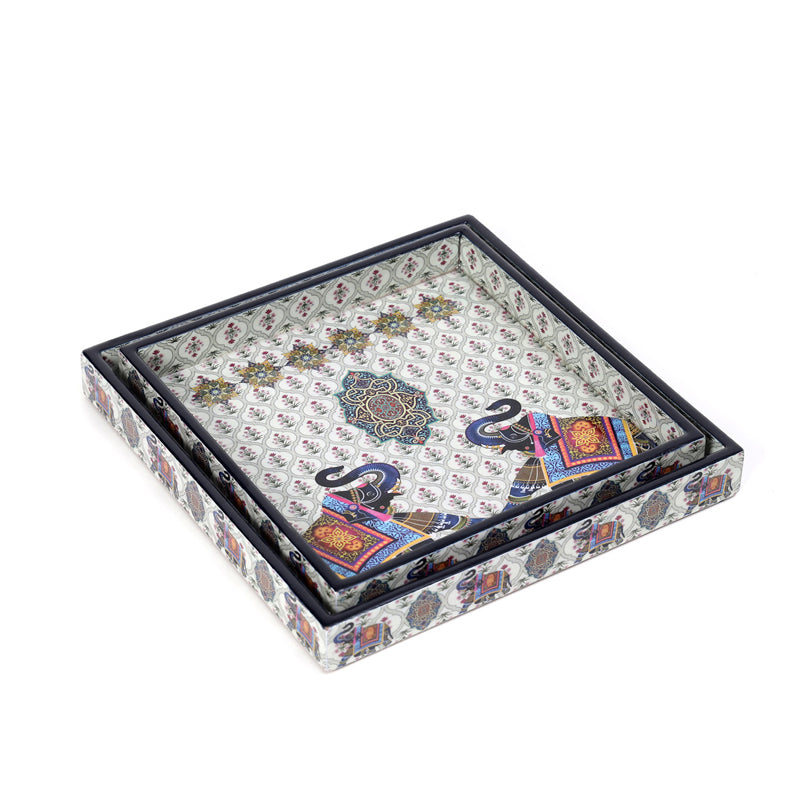 Buy Soft Rose Serving Tray - Set Of Two Serving Tray from Vaaree