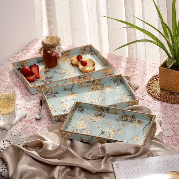 Ebna Floral Serving Tray - Set Of Three