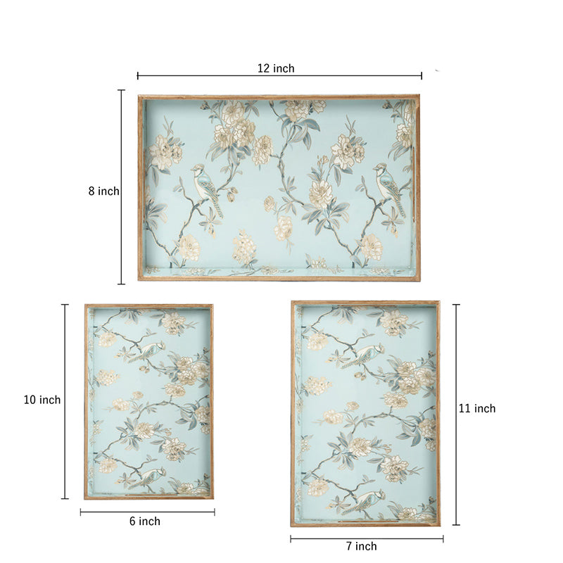 Buy Ebna Floral Serving Tray - Set Of Three Serving Tray from Vaaree