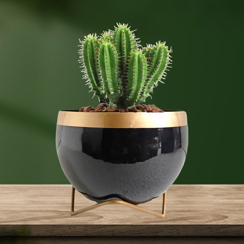 Buy Attva Metal Planter With Stand - Black Pots & Planters from Vaaree