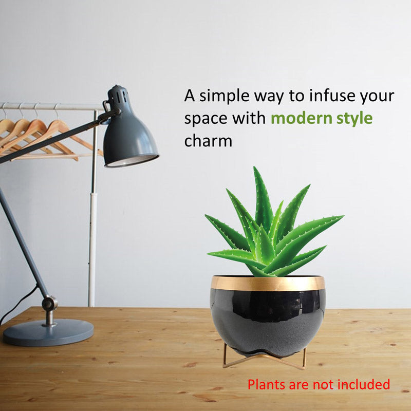 Buy Attva Metal Planter With Stand - Black Pots & Planters from Vaaree