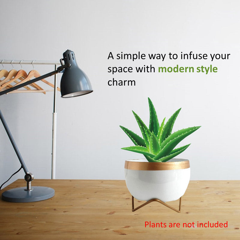 Buy Attva Metal Planter With Stand - White Pots & Planters from Vaaree