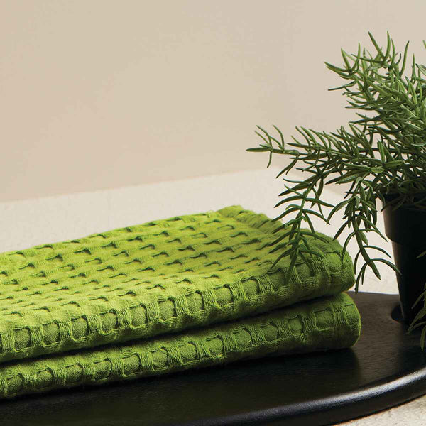 Buy Haimi Textured Waffle Towel Combo (Green) - Four Piece Set Towel Sets from Vaaree