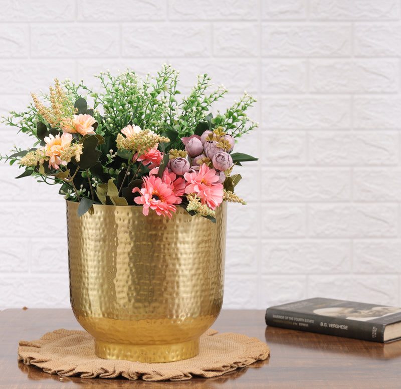 Buy Edo Hammered Golden Planter - Gold Pots & Planters from Vaaree