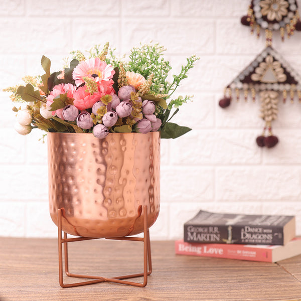 Buy Zeren Olive Hammered Planter - Rose Gold Pots & Planters from Vaaree