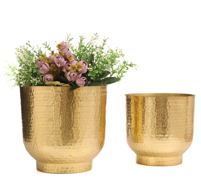 Buy Edo Hammered Golden Planter (Gold) - Set Of Two Pots & Planters from Vaaree