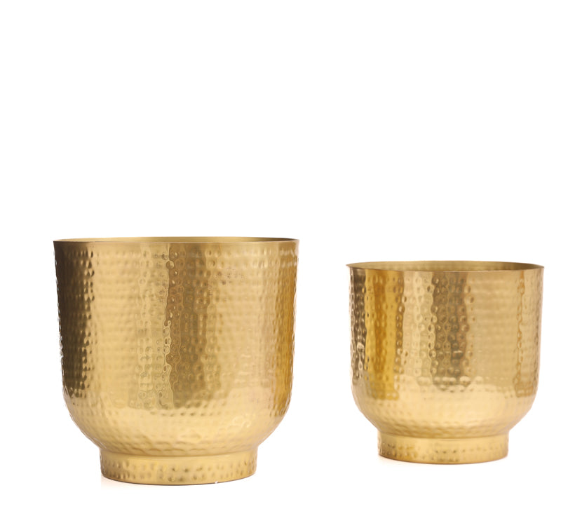 Buy Edo Hammered Golden Planter (Gold) - Set Of Two Pots & Planters from Vaaree