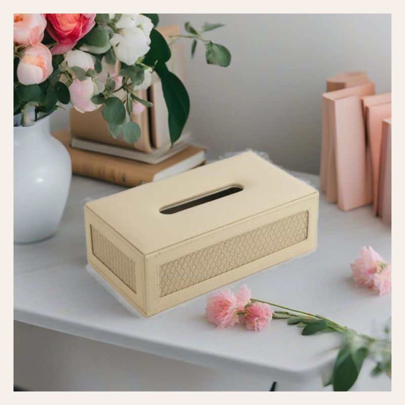 Buy Arbo Vegan Leather Tissue Box - Beige Tissue Holder from Vaaree