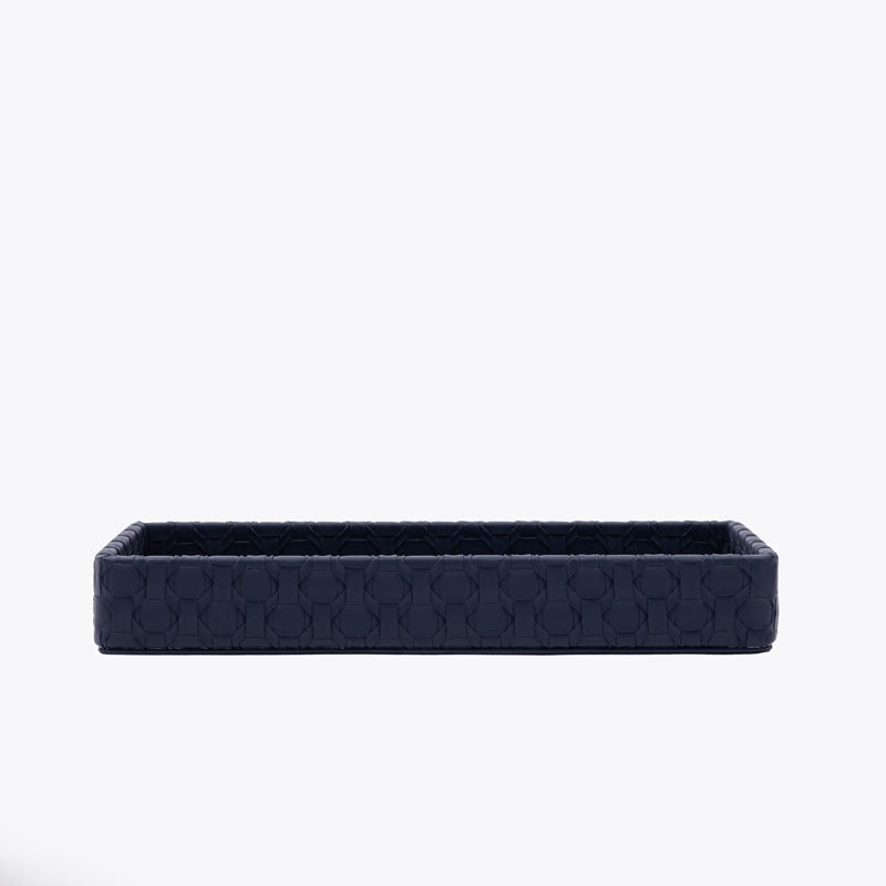 Buy Lorae Vegan Leather Bathroom Tray - Navy Blue Accessories & Sets from Vaaree