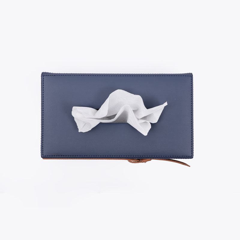 Buy Mona Vegan Leather Tissue Box - Navy Blue Tissue Holder from Vaaree