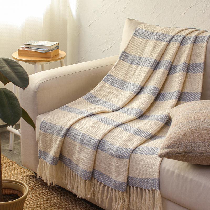 Buy Ardella Cotton Throw - Light Blue Throws from Vaaree