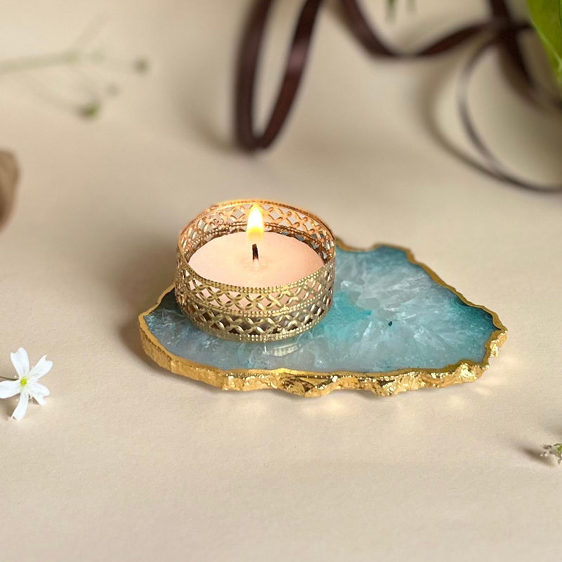 Buy Niema Handcrafted Agate Tealight Candle Holder - Green Candle Holders from Vaaree