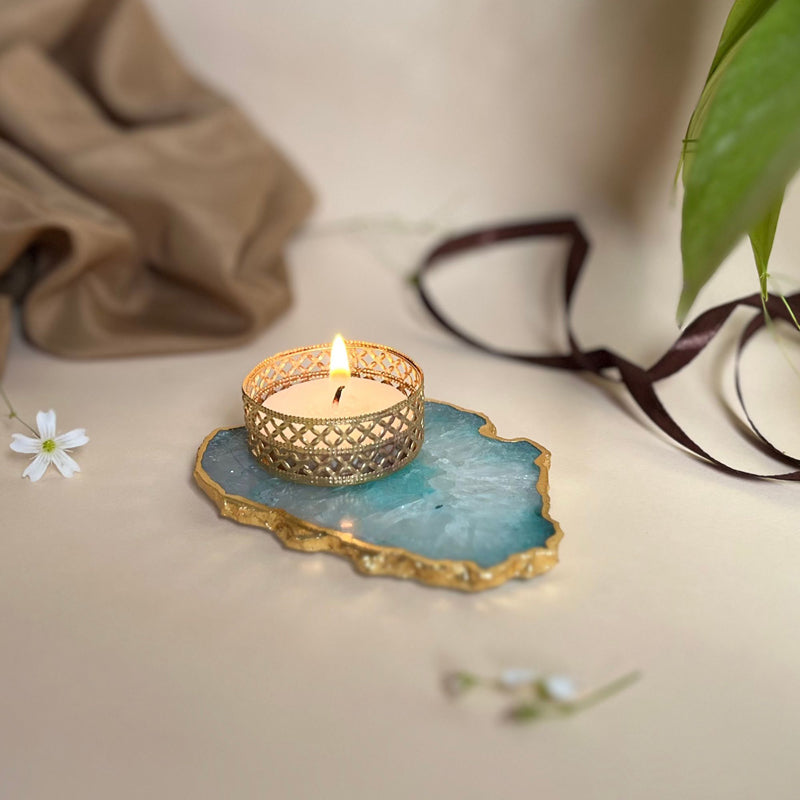 Buy Niema Handcrafted Agate Tealight Candle Holder - Turquoise Candle Holders from Vaaree