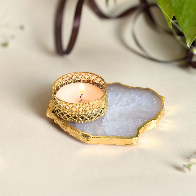 Buy Niema Handcrafted Agate Tealight Candle Holder - White Candle Holders from Vaaree