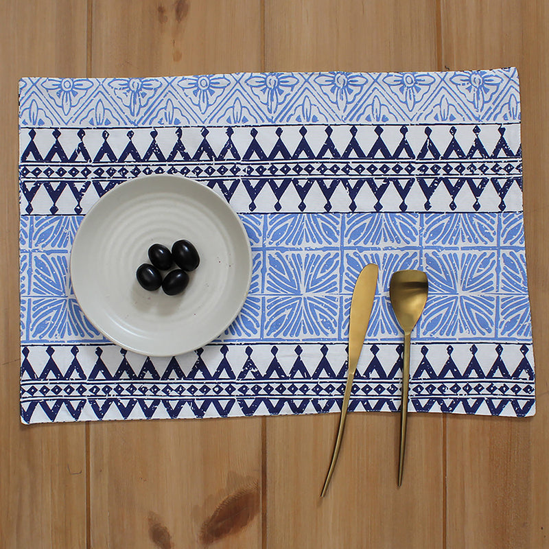 Table Mat - Alankaar Placemat (Blue) - Set Of Two