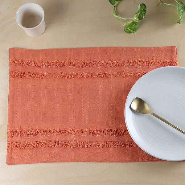 Table Mat - Barkheda Placemat (Rust) - Set Of Two