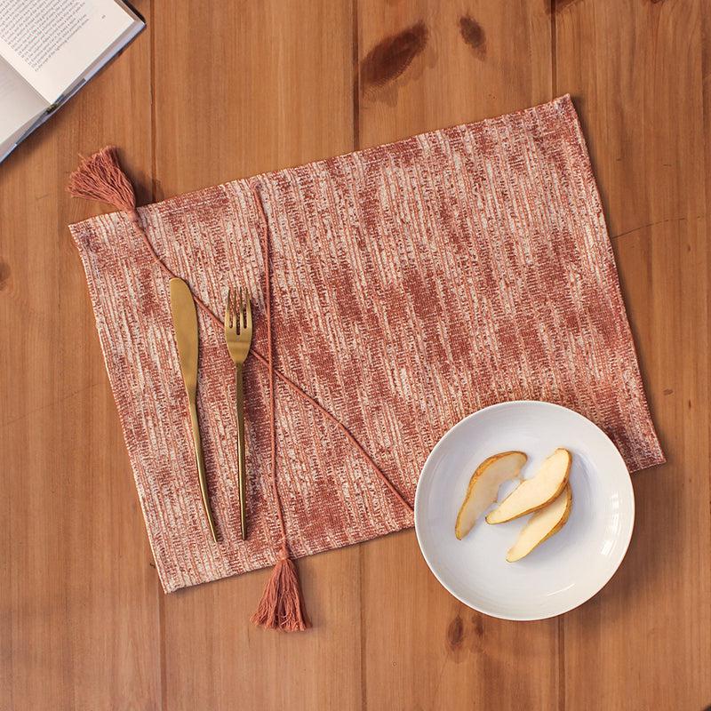 Buy Bhargavi Tassled Placemat (Rust) - Set Of Two Table Mats from Vaaree