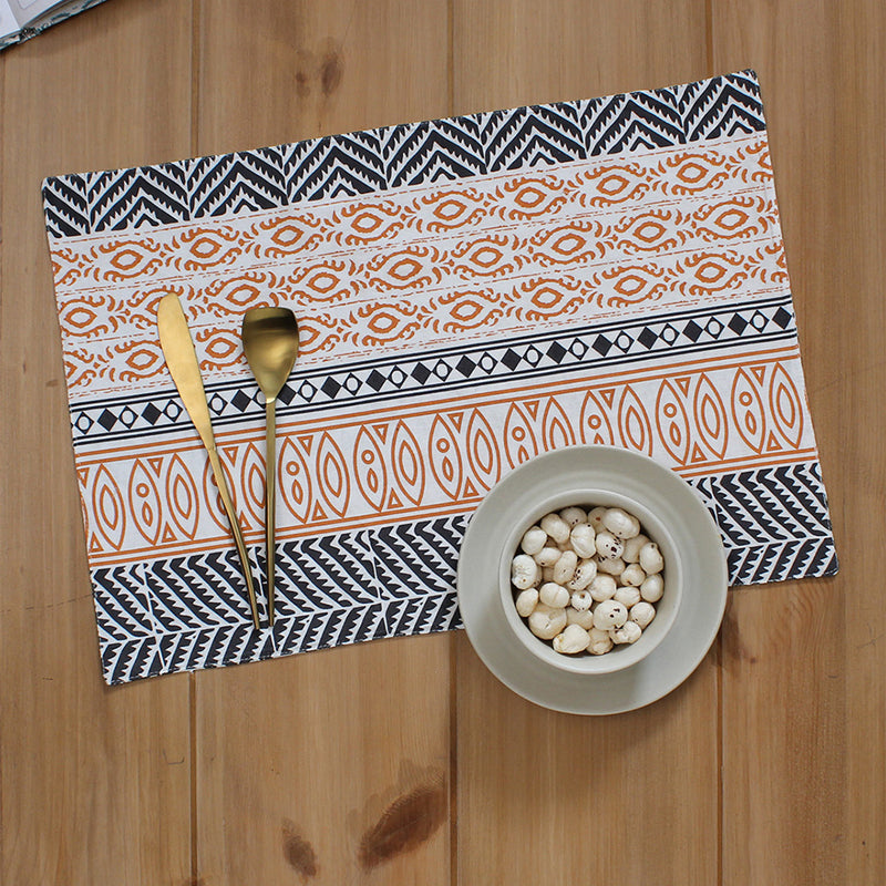 Table Mat - Nakshi Placemats (Orange) - Set Of Two