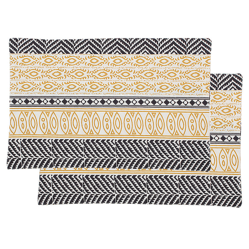 Table Mat - Nakshi Placemat (Yellow) - Set Of Two