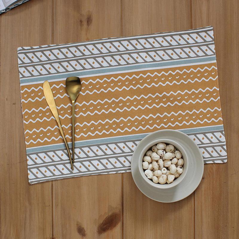 Buy Sarovar Ethnic Placemat (Beige) - Set Of Two Table Mats from Vaaree