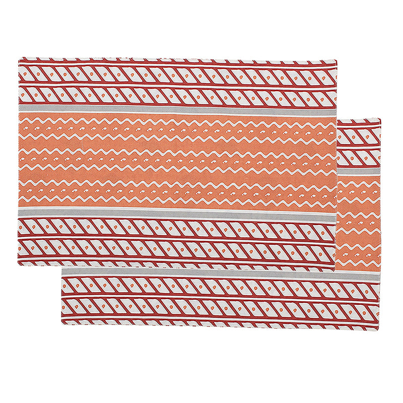 Table Mat - Sarovar Ethnic Placemat (Red) - Set Of Two