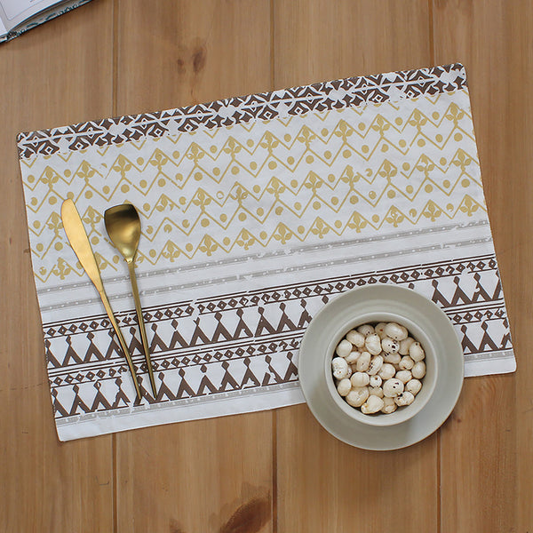 Table Mat - Valleri Ethnic Placemat (Yellow) - Set Of Two