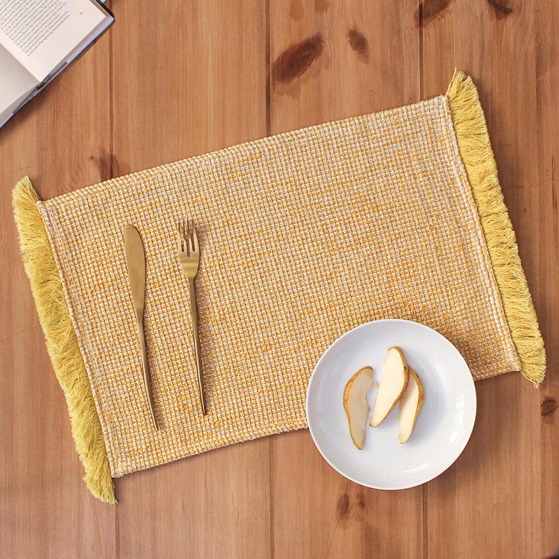 Buy Vallam Placemat (Yellow) - Set Of Two Table Mats from Vaaree