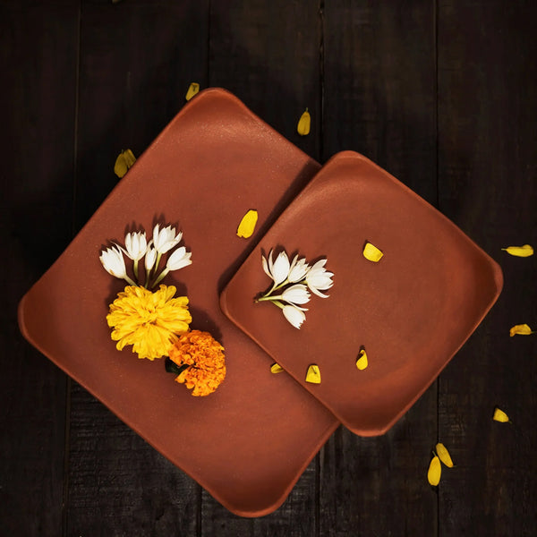 Buy Eisha Square Handmade Terracotta Platter Platter from Vaaree