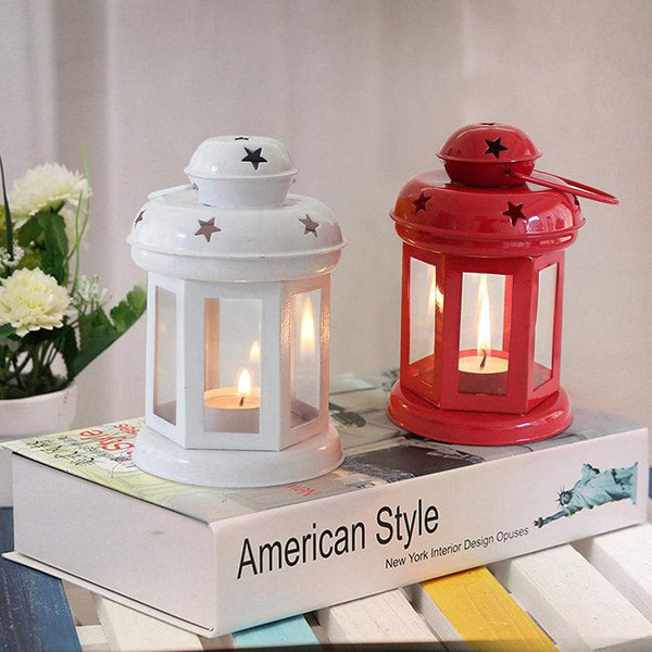 Buy Vaira Lantern Tealight Candle Holder (Red & White) - Set Of Two Candle Holders from Vaaree