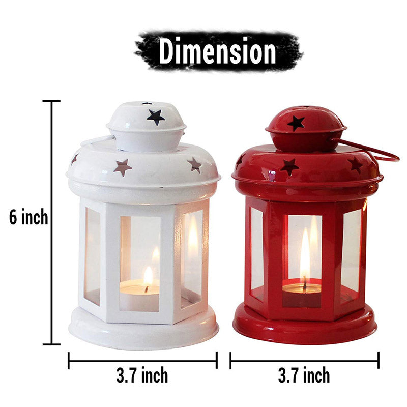 Buy Vaira Lantern Tealight Candle Holder (Red & White) - Set Of Two Candle Holders from Vaaree