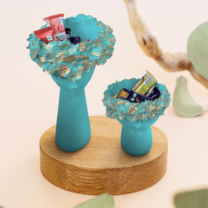 Buy Flora Sculpt Showpiece (Blue) - Set Of Two Showpieces from Vaaree