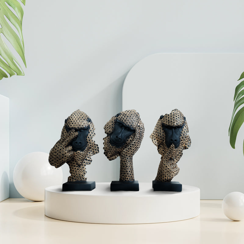 Buy Abstract Gorilla Showpiece - Set Of Three Showpieces from Vaaree