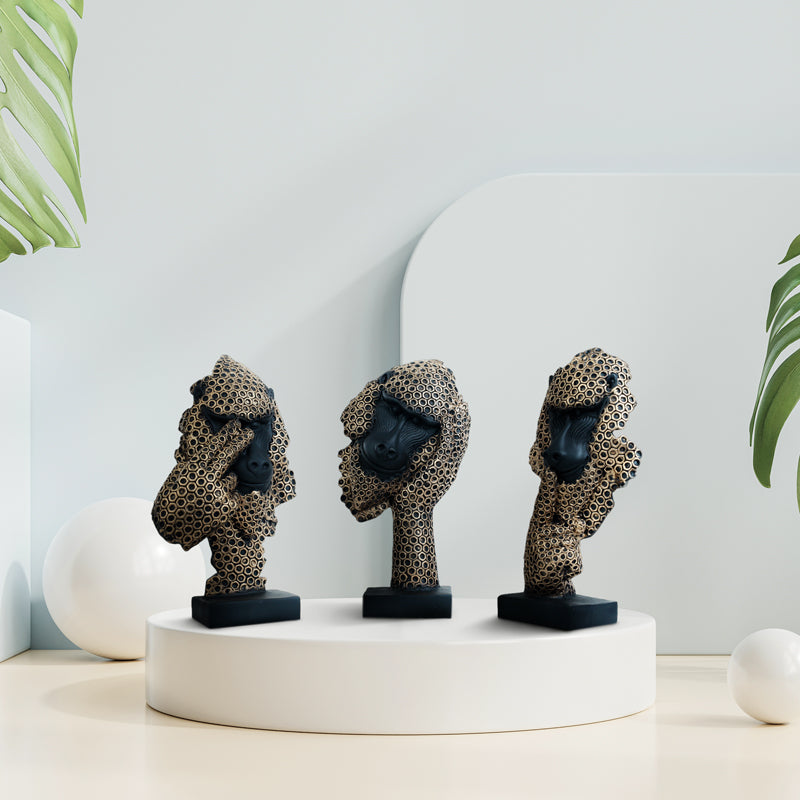 Buy Abstract Gorilla Showpiece - Set Of Three Showpieces from Vaaree