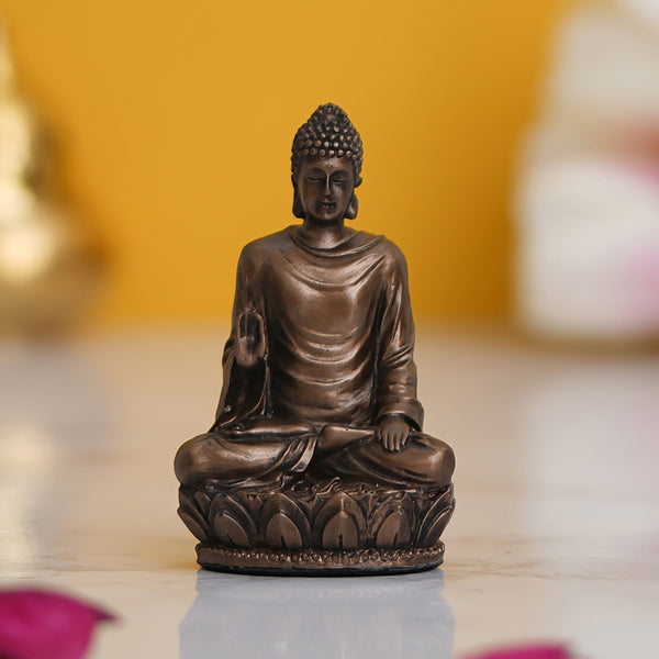 Buy Buddha On Lotus Bronze Idol Idols & Sets from Vaaree