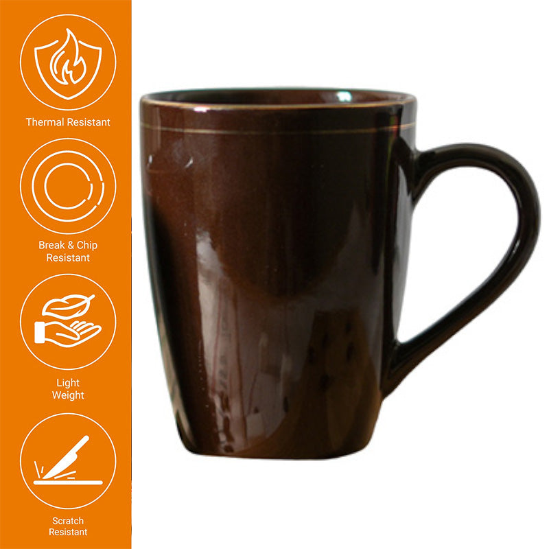 Mug & Tea Cup - Sanva Brown Ceramic Mug (360 ML) - Set Of Four